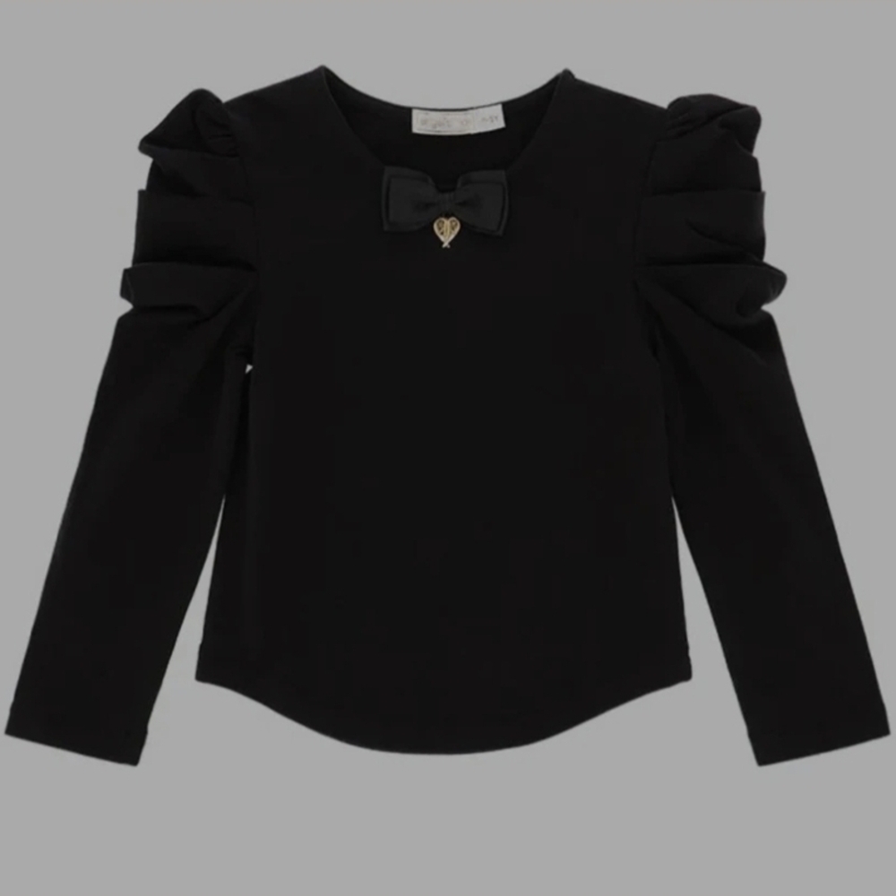 Stylish Black Kids Long Sleeve Top with Bow